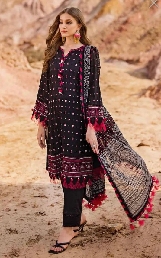 < GulAhmed > 3PC Embroidered Printed Lawn Stitched Suit [ #B6 ]