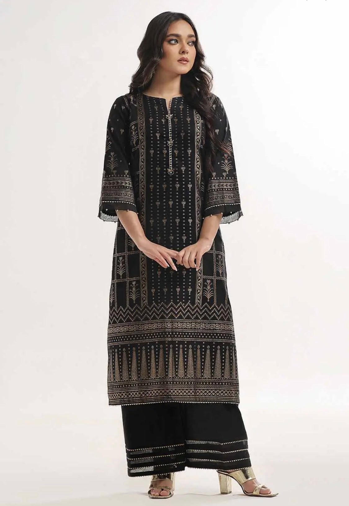 < GulAhmed > 2PC Jacquard Printed Stitched Suit [ #L3 ] SIZE M