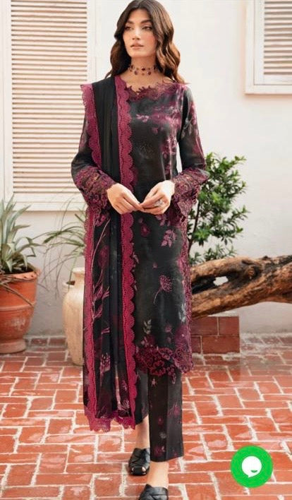 < Ramsha > 3PC LUXURY LAWN STITCHED SUIT [ #D6 ] SIZE S