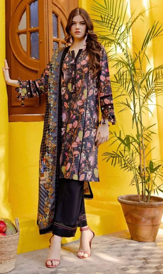 < GulAhmed > 3PC Printed Lawn Stitched Suit [ #B1 ]