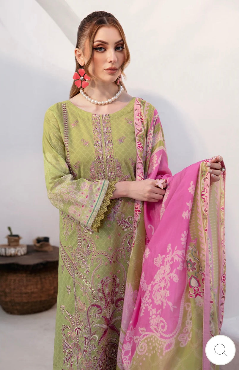 < Ramsha > 3PC Lawn  
Stitched Suit [ #H3 ] SIZE L