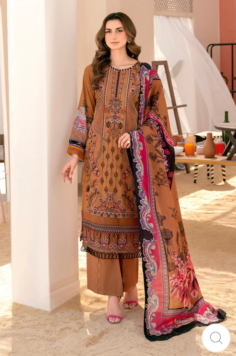 < Ramsha > 3PC Lawn  
Stitched Suit [ #H7 ] SIZE M