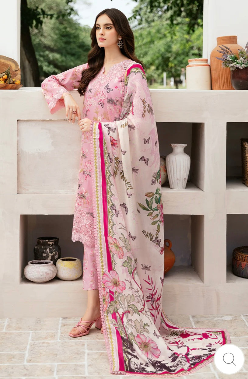 < Ramsha > 3PC Lawn  
Stitched Suit [ #I2 ] SIZE M