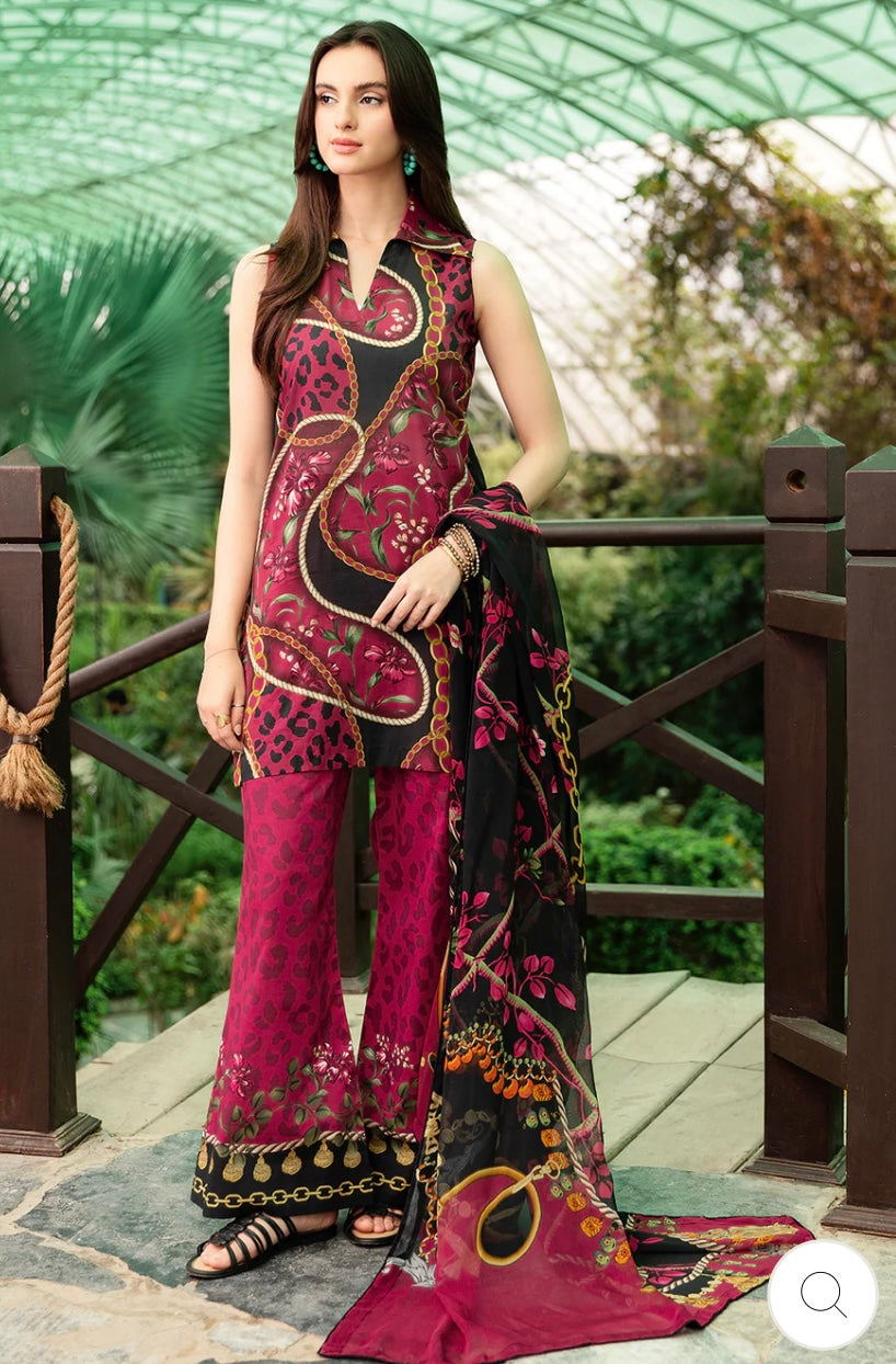 < Ramsha > 3PC Lawn  
Stitched Suit [ #I5 ] SIZE S