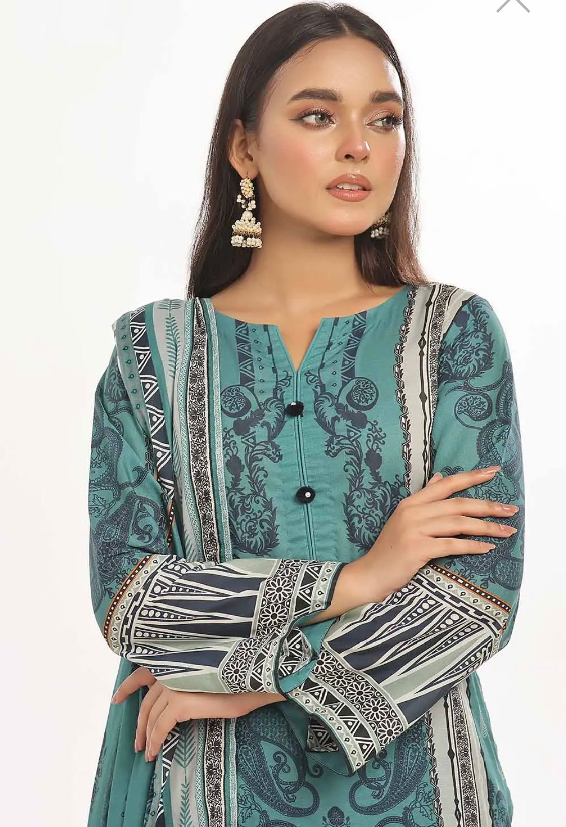 < GulAhmed > 3PC Printed Lawn  
Stitched Suit [ #K1 ] SIZE L