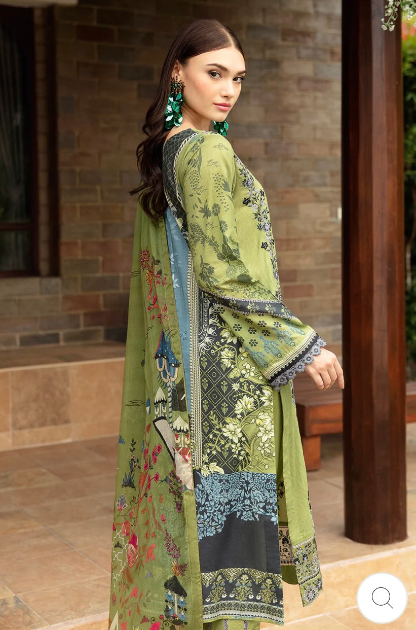 < Ramsha > 3PC Lawn  
Stitched Suit [ #H8 ] SIZE M