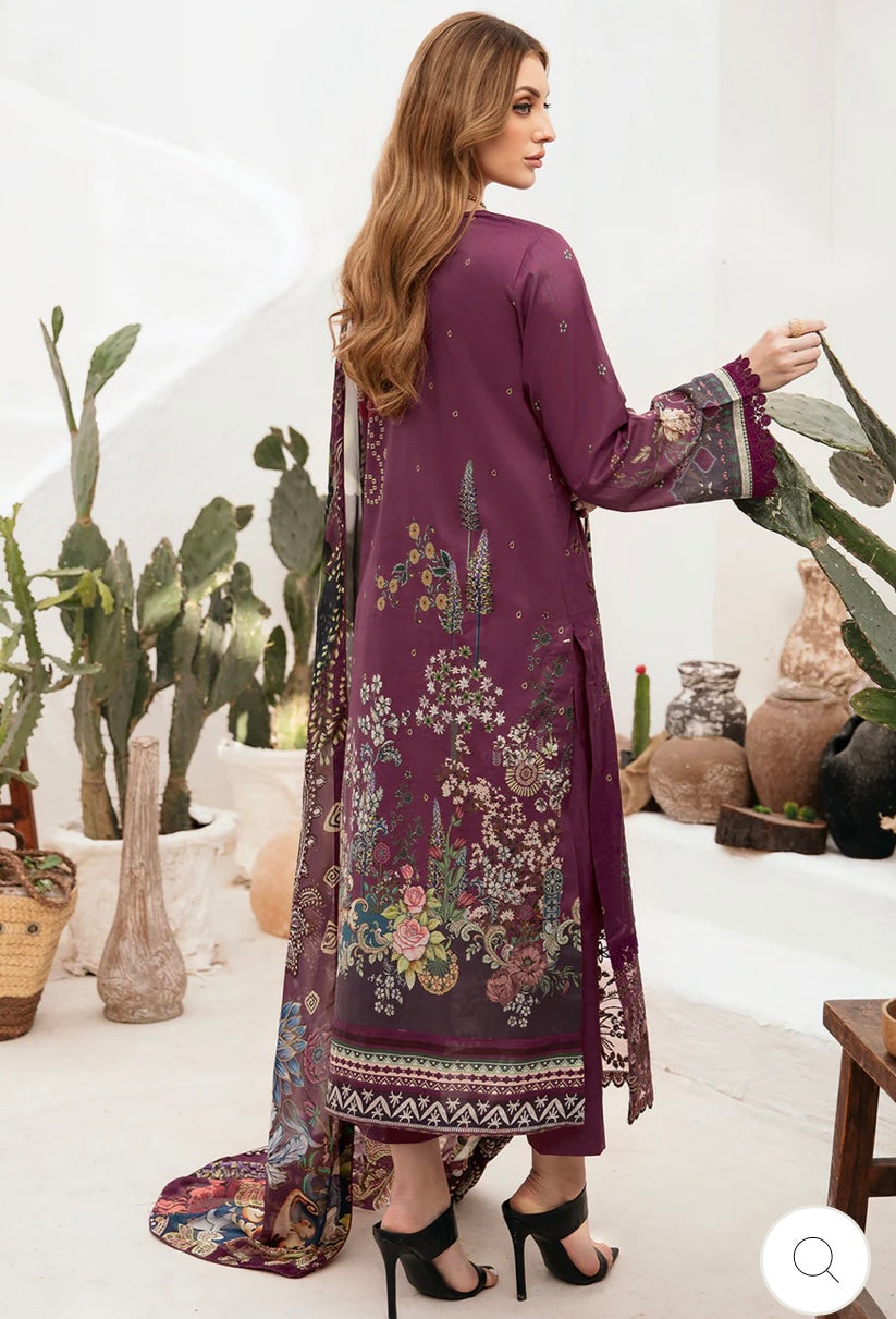 < Ramsha > 3PC Lawn  
Stitched Suit [ #H5 ] SIZE M