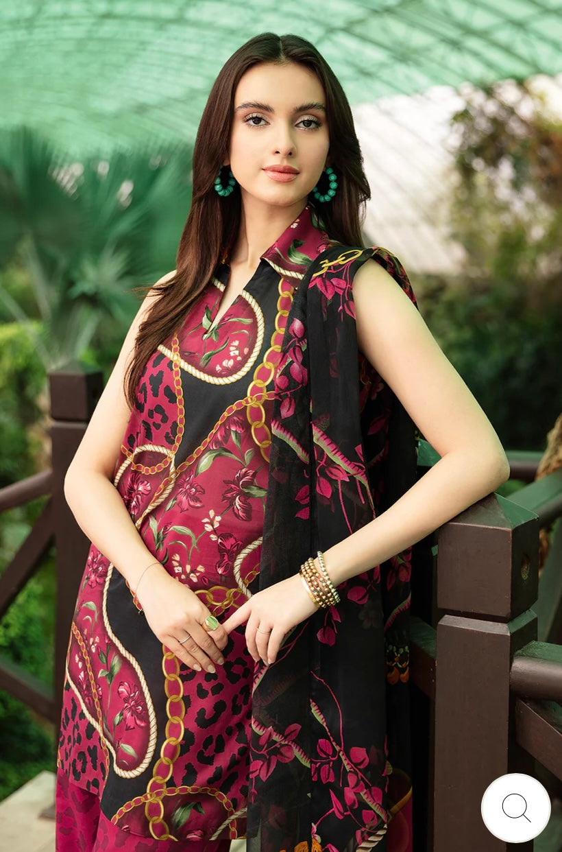 < Ramsha > 3PC Lawn  
Stitched Suit [ #I5 ] SIZE S