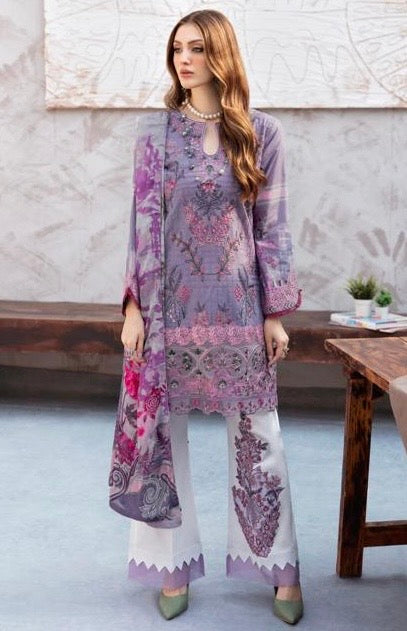 < Ramsha > 3PC LUXURY LAWN STITCHED SUIT [ #D9 ] SIZE S