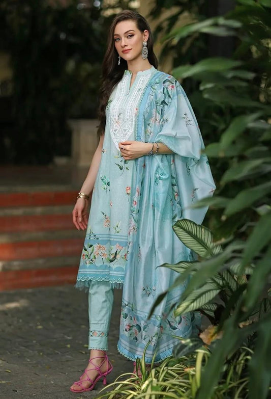 < GulAhmed > 3PC Digital Printed Embroidered Lawn  
Stitched Suit [ #J3 ] SIZE M