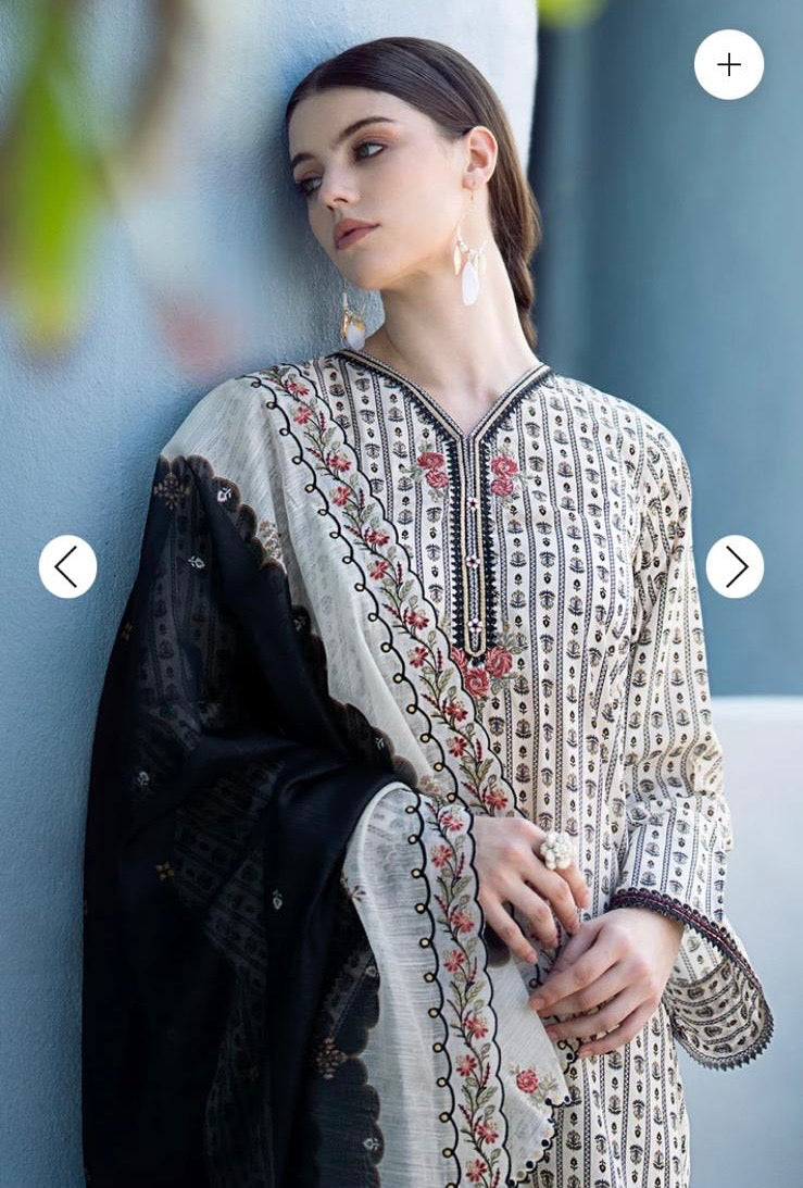 < Baroque > 3PC Embroidered Printed Lawn Stitched Suit [ #C6 ] SIZE S