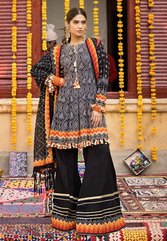 < GulAhmed > 3PC Printed Lawn  
Stitched Suit [ #F4 ] SIZE S