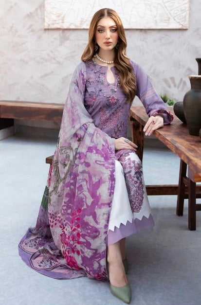 < Ramsha > 3PC LUXURY LAWN STITCHED SUIT [ #D9 ] SIZE S