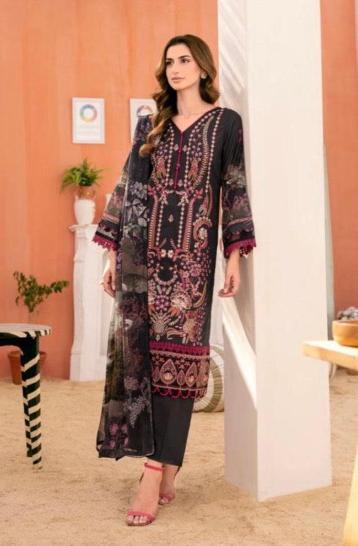 < Ramsha > 3PC LUXURY LAWN  STITCHED SUIT [ #D1 ] SIZE M