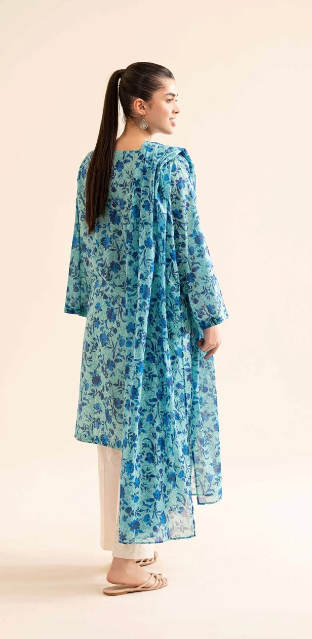 < Nishat > 2PC Printed Lawn Stitched Shirt with Printed Voile Dupatta [ #L9 ] SIZE M