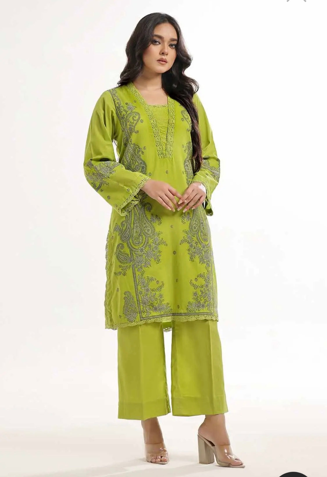 < GulAhmed > 2PC Jacquard Printed Stitched Suit [ #L2 ] SIZE M