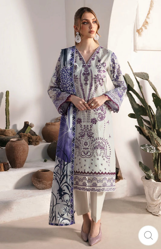 < Ramsha > 3PC Lawn  
Stitched Suit [ #H4 ] SIZE M