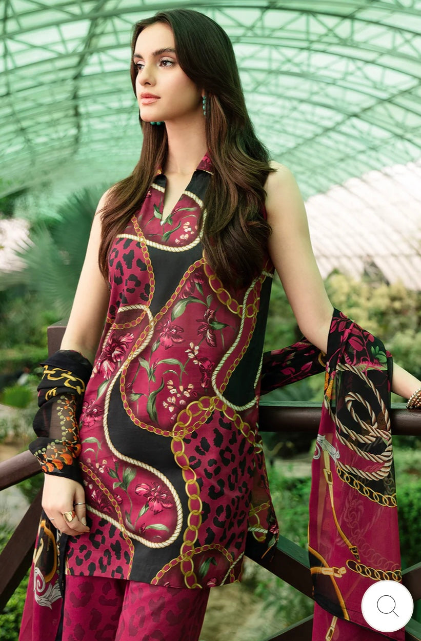 < Ramsha > 3PC Lawn  
Stitched Suit [ #I5 ] SIZE S