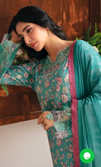 < Ramsha > 3PC LUXURY LAWN STITCHED SUIT [ #D5 ] SIZE S