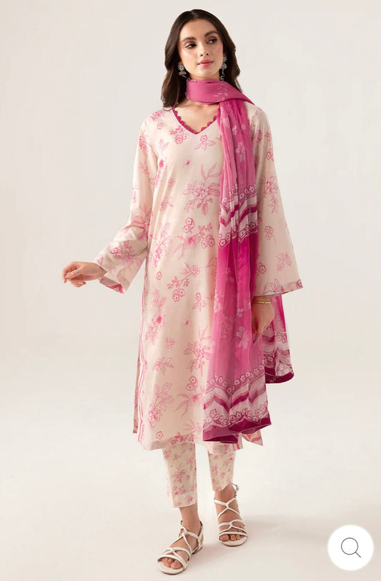 < Ramsha > 3PC Lawn  
Stitched Suit [ #I3 ] SIZE S