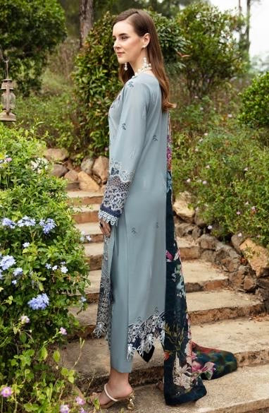 < Ramsha > ALICE BLUE | 3PC LUXURY LAWN EMBROIDERED STITCHED SUIT [ #D2 ] SIZE M