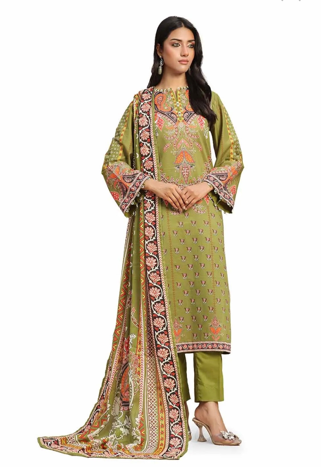 < GulAhmed > 3PC Printed Lawn  
Stitched Suit [ #J9 ] SIZE L