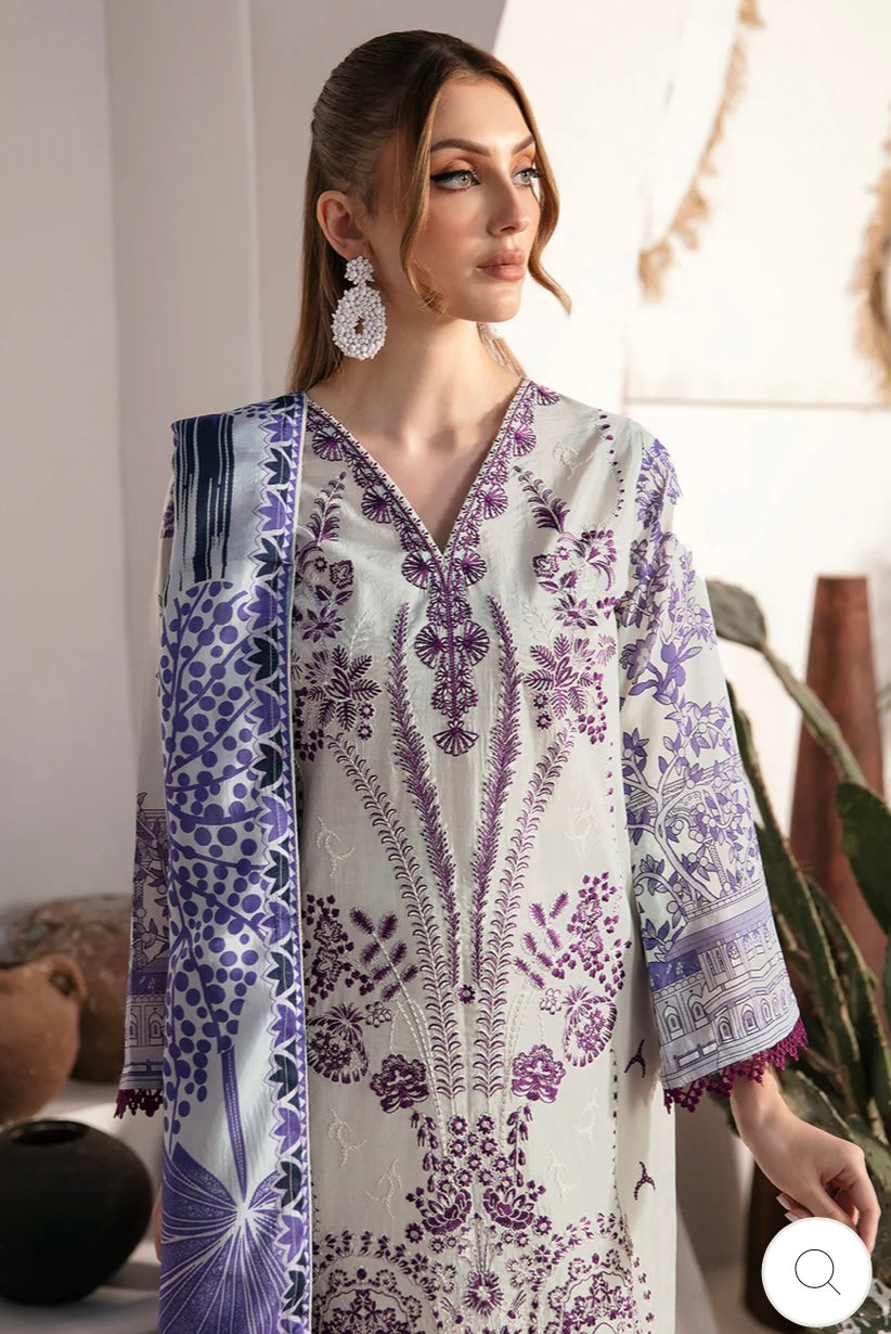 < Ramsha > 3PC Lawn  
Stitched Suit [ #H4 ] SIZE M