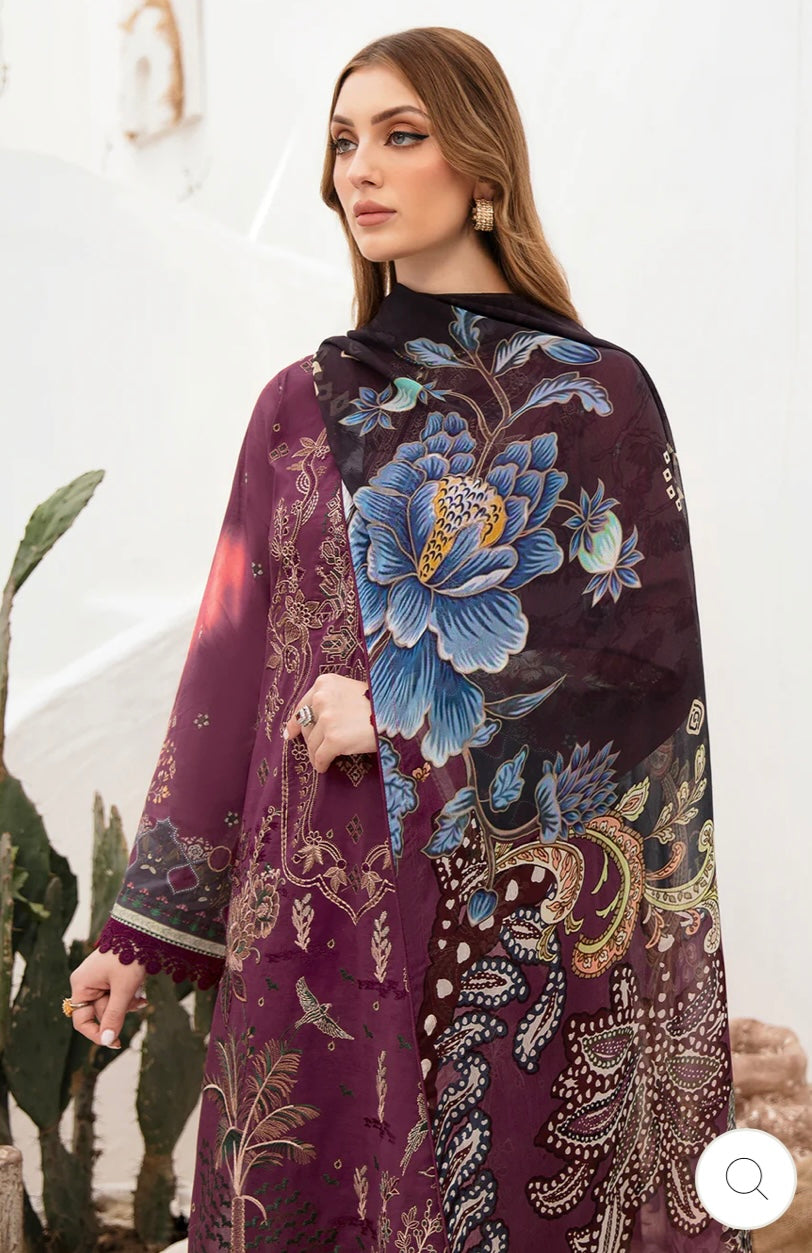 < Ramsha > 3PC Lawn  
Stitched Suit [ #H5 ] SIZE M