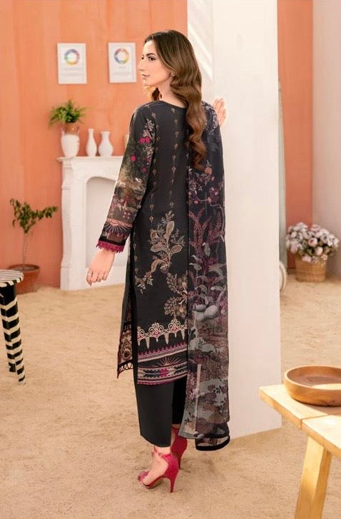 < Ramsha > 3PC LUXURY LAWN  STITCHED SUIT [ #D1 ] SIZE M