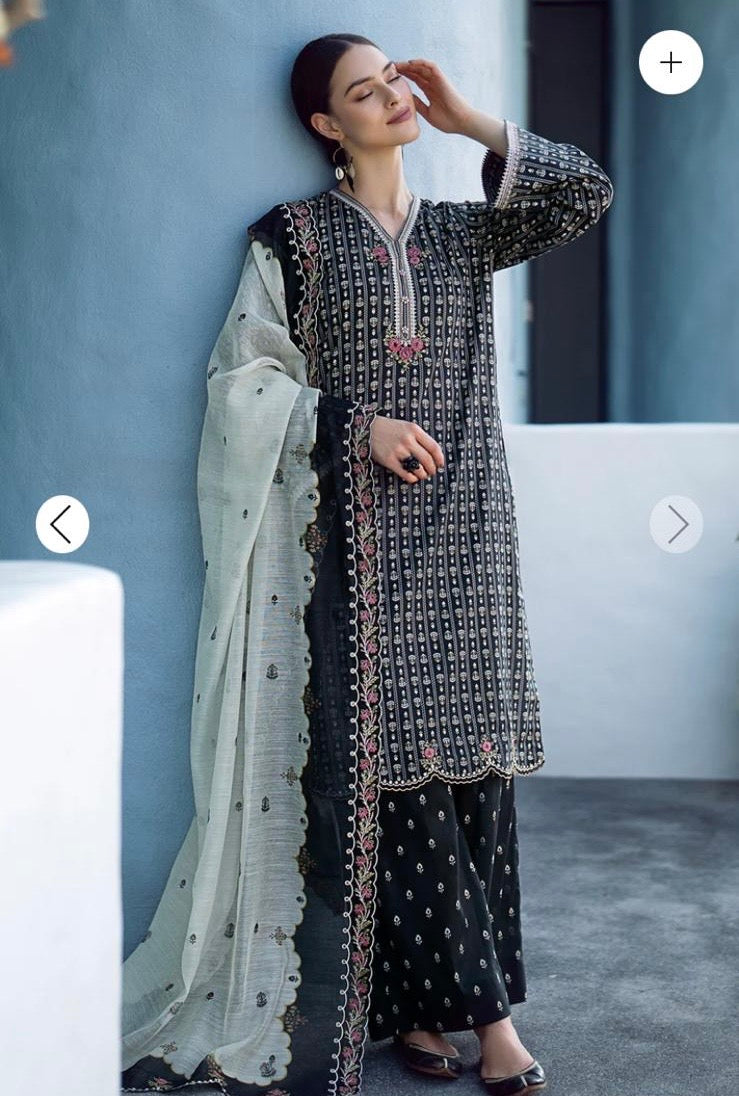 < Baroque > 3PC Embroidered Printed Lawn Stitched Suit [ #C7 ] SIZE M