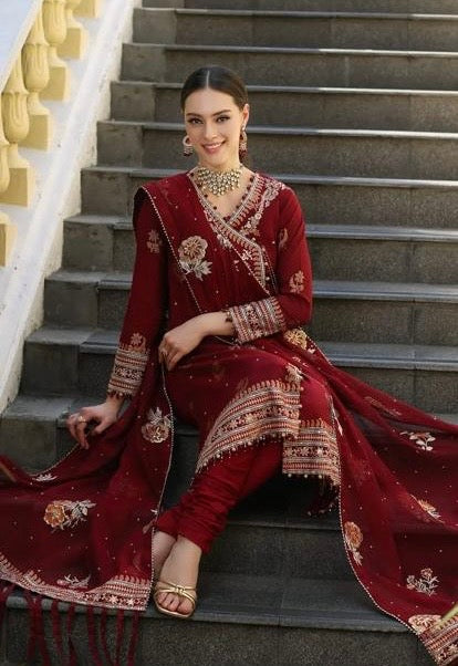 < GulAhmed > 3PC Embroidered Jacquard
Stitched Suit [ #E1 ] SIZE M