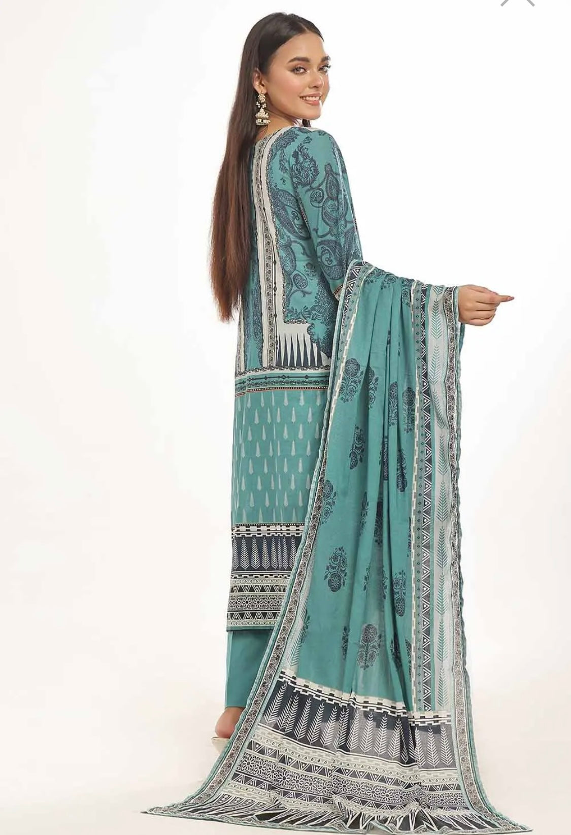 < GulAhmed > 3PC Printed Lawn  
Stitched Suit [ #K1 ] SIZE L